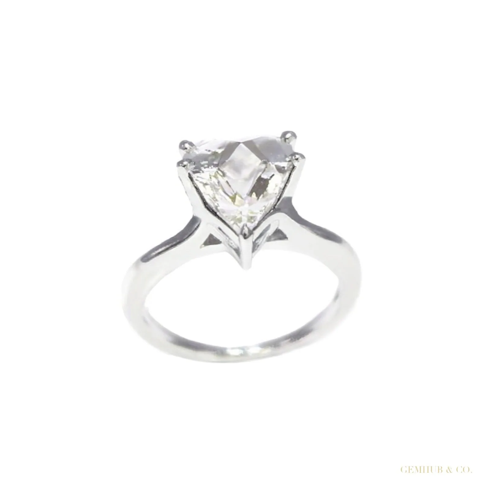 Certified 3.75 ct DEW Heart Cut White Moissanite Solitaire Ring – 18K Gold Vermeil