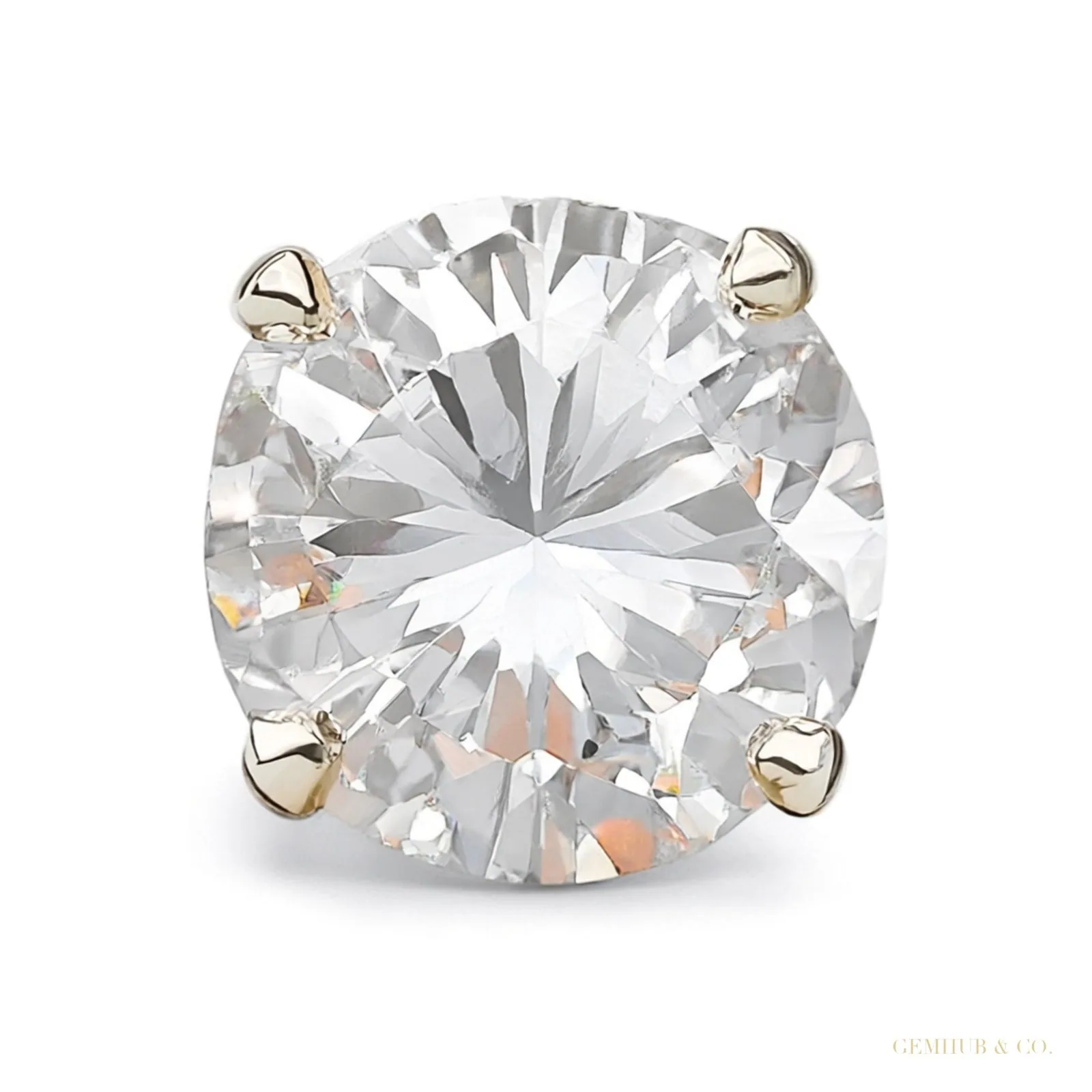 Certified 4.40 ct DEW Round Cut Treated White Moissanite Solitaire Studs – 18K Gold Vermeil