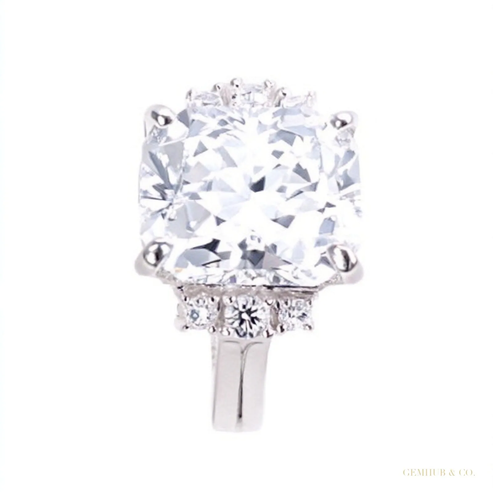 Certified 4.45ct VS1 Radiant White Moissanite Ring for Gift Use – 18K Gold Vermeil