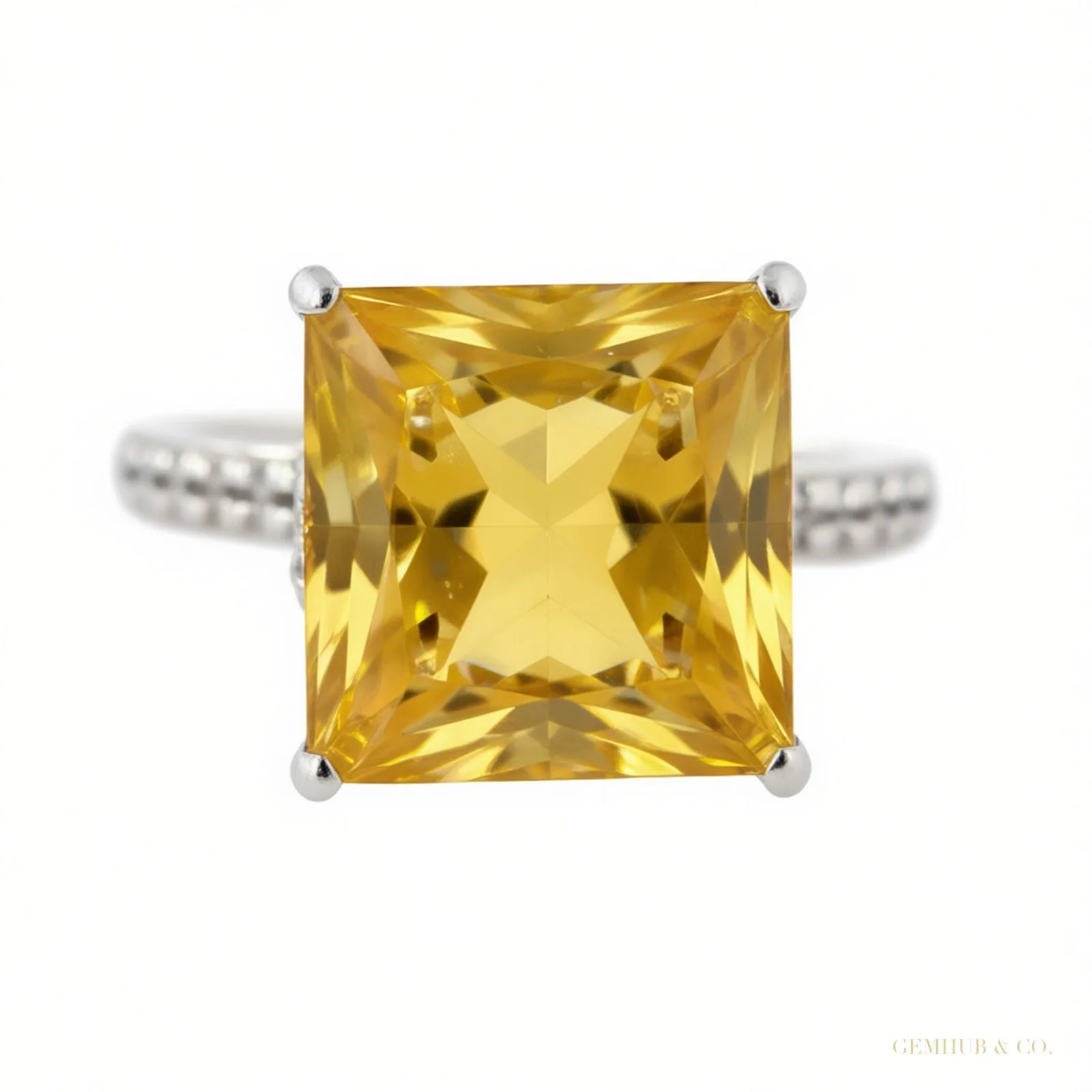 Certified 4.80ct VS1 Princess Moissanite Ring For Wedding 18K Gold Plated