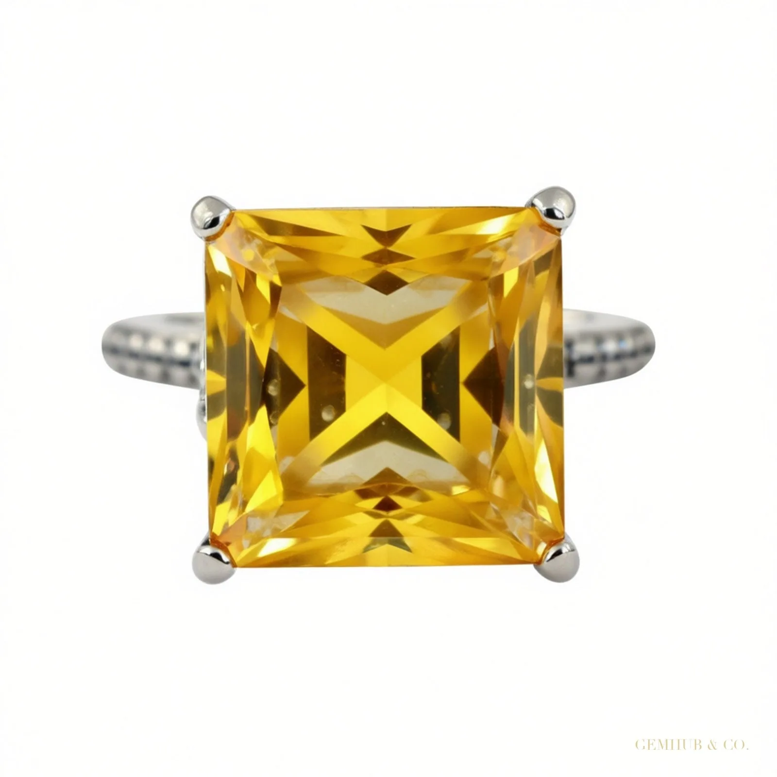 Certified 4.80ct VS1 Princess Cut White Moissanite Solitaire Ring – 18K Gold Vermeil