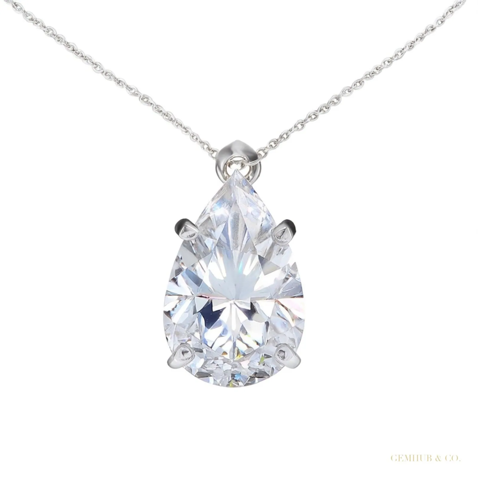 4.60ct DEW White Moissanite Pear Cut Pendant Necklace