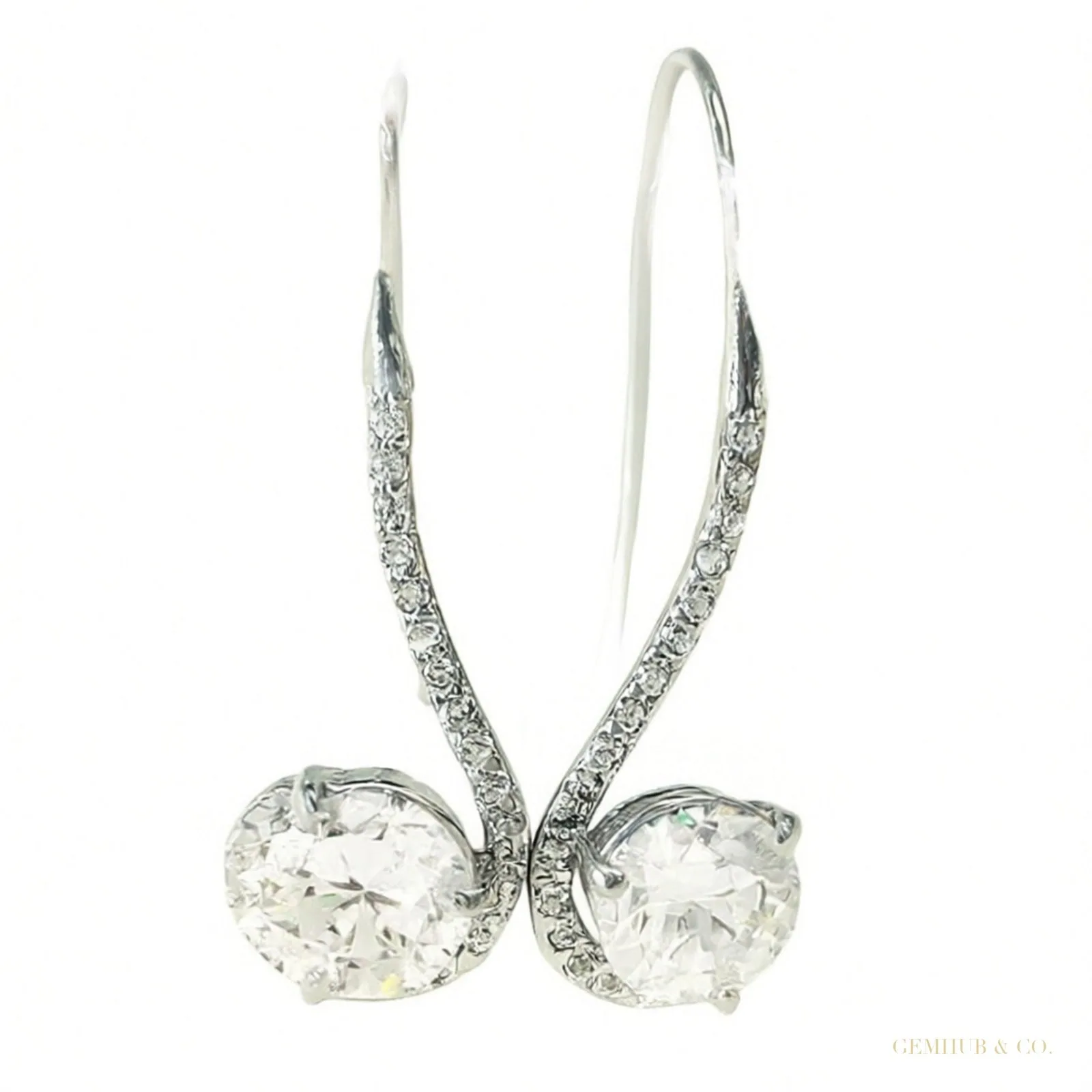 Certified 4 ct DEW Round Cut F VS1 White Solitaire Moissanite Earrings Gold Vermeil