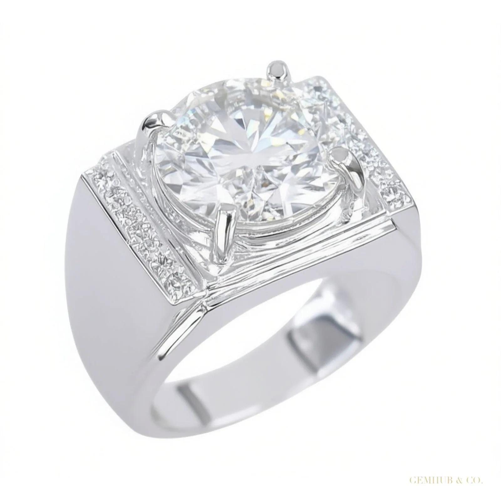 Certified 5.95 ct DEW Round Cut White Moissanite Ring For Mother’s Day – 18K Gold Vermeil