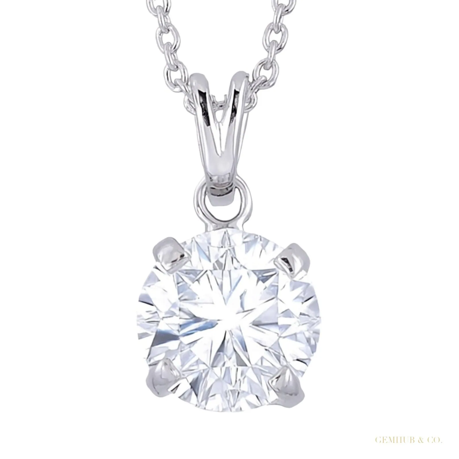 5.34ct DEW White Moissanite Round Pendant Necklace