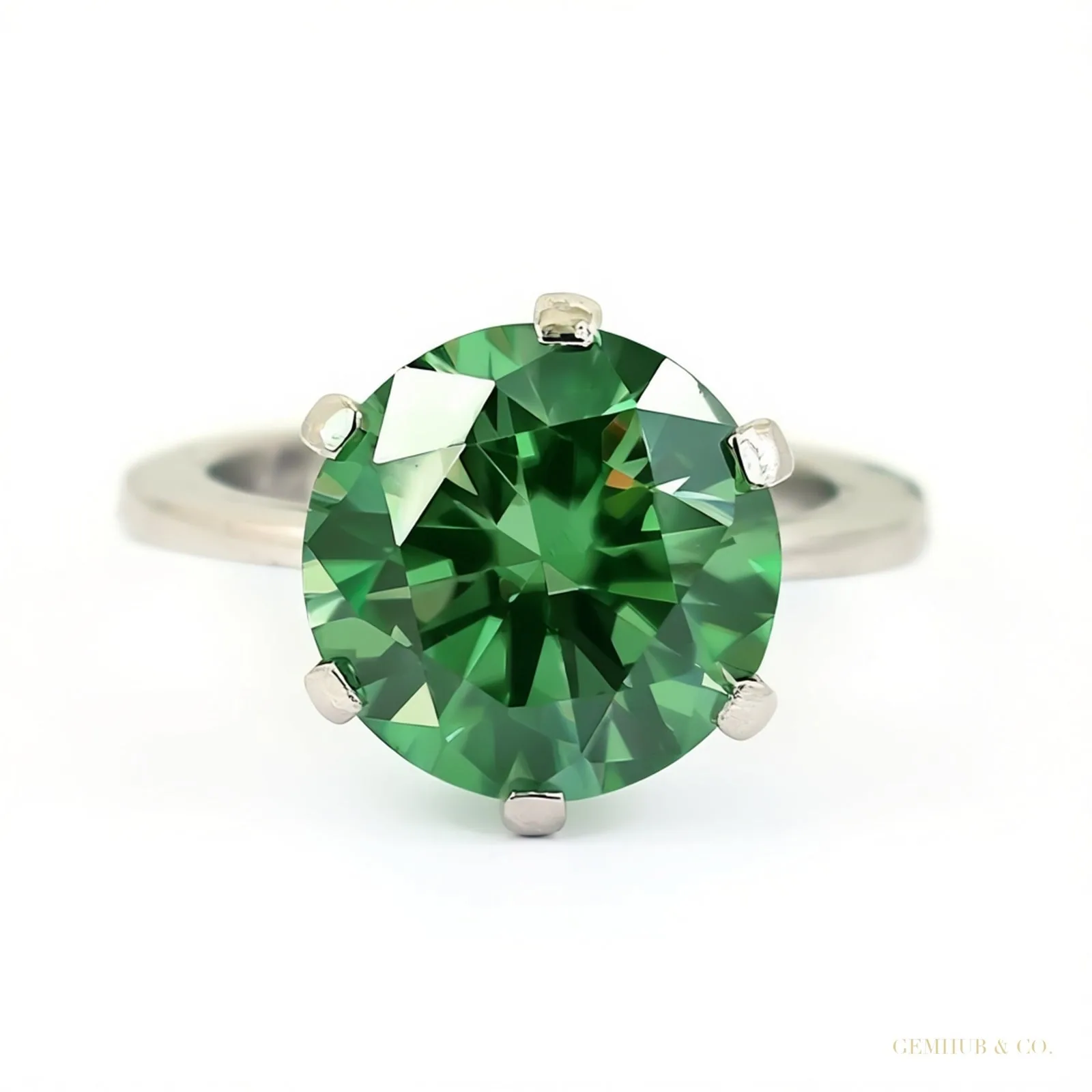 Certified 7.55ct VS1 Blue Moissanite Ring Fine Jewelry for Gift – 18K Gold Vermeil