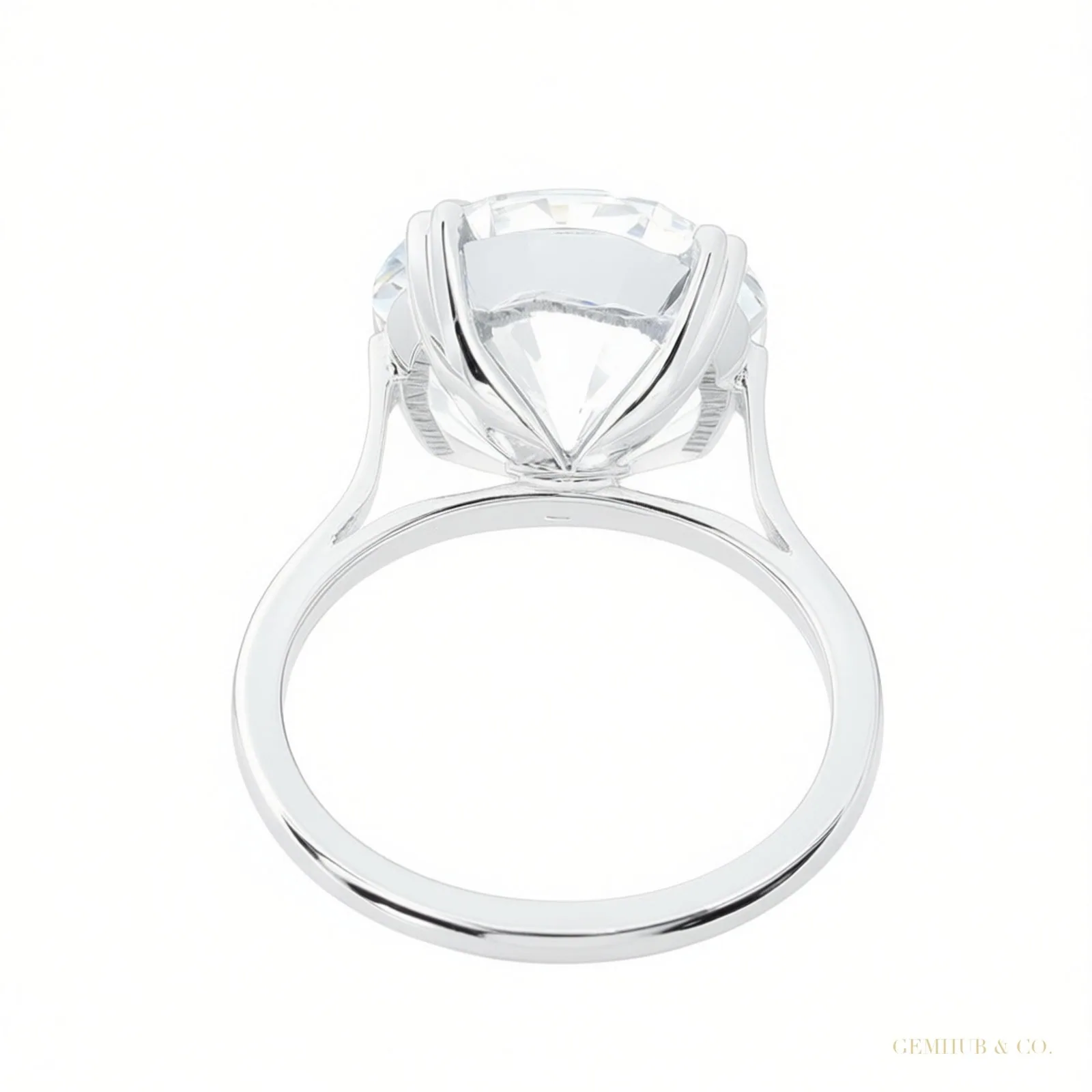 Certified 6.2ct VS1 White Moissanite Engagement Ring in 18K Gold Plated