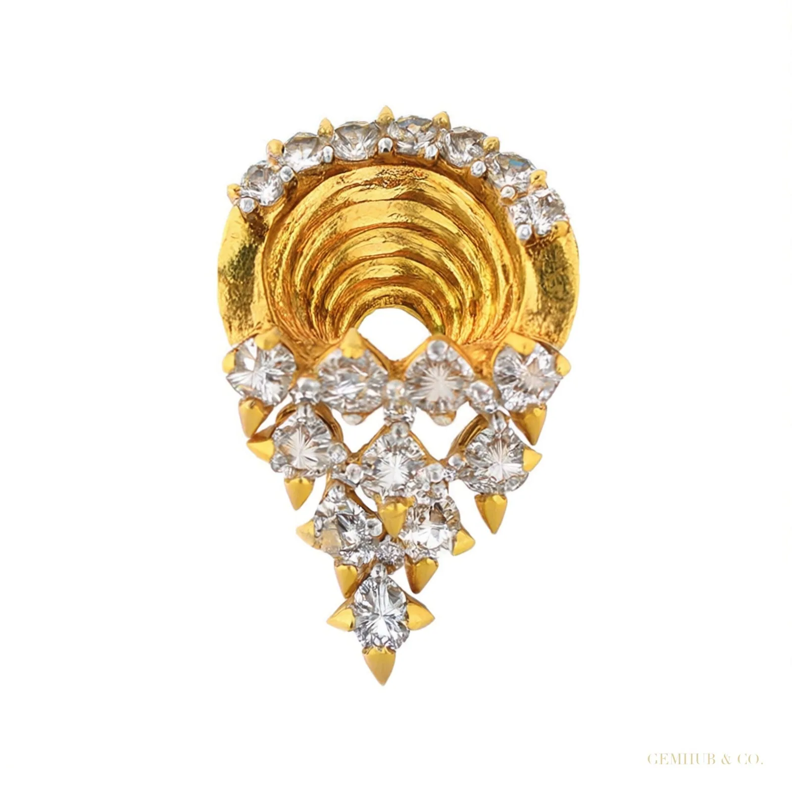 Diamond Pendant And Earrings Set in 18KT Yellow Gold, 0.93 Ct. IGI Certified