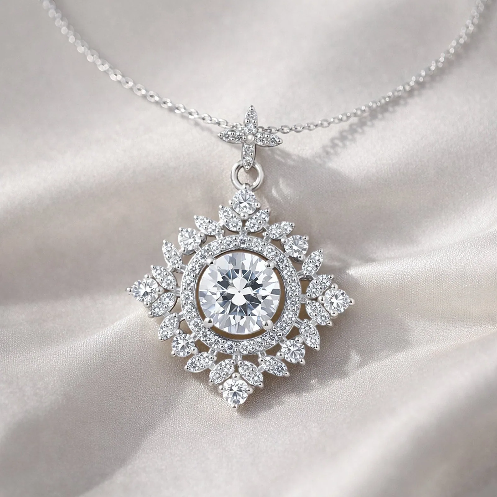 5 Ct Round Cut Moissanite Pendant VS1 - view 6