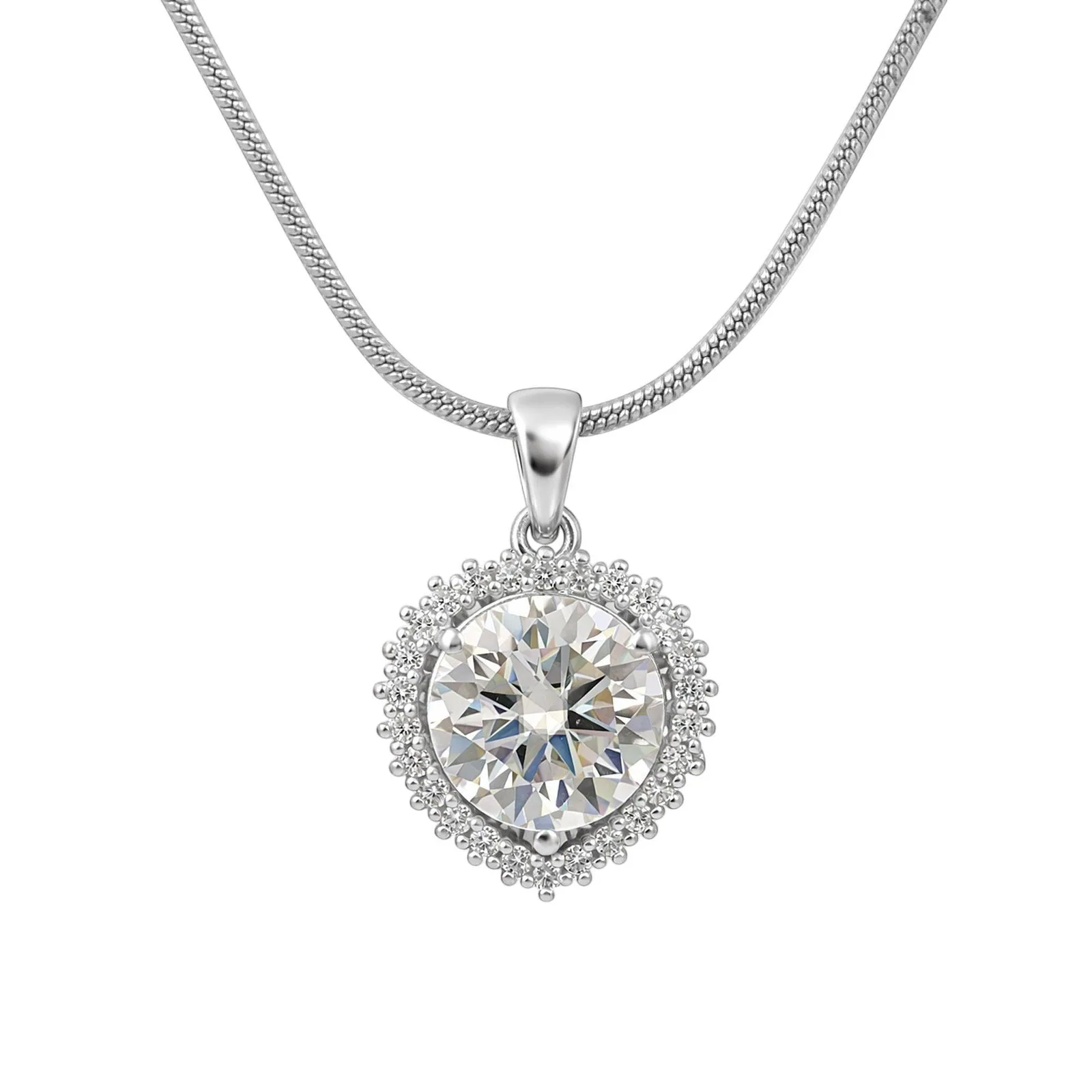 3.50 Ct Round Cut Moissanite Pendant — VS1 Clarity, 18k Gold Vermeil