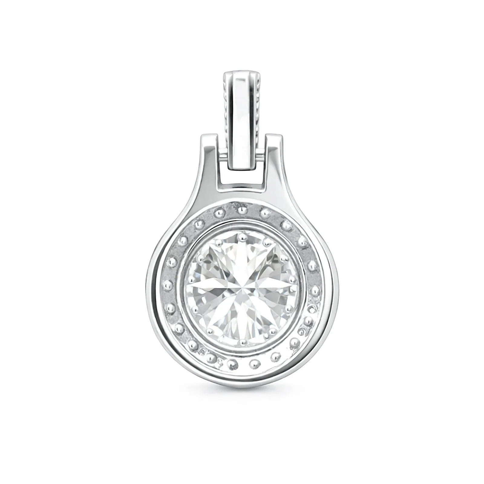 2.50 Ct Round Cut Moissanite Pendant — VS1 Clarity, 18k Gold Vermeil - view 4