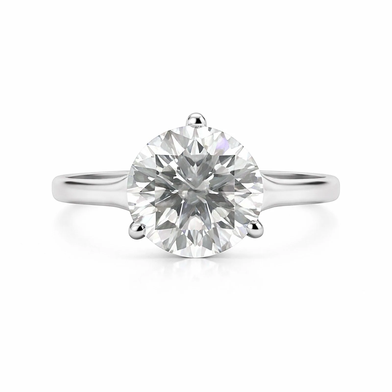 2.20 Ct Round Cut Moissanite Ring — VS1 Clarity, 18k Gold Vermeil