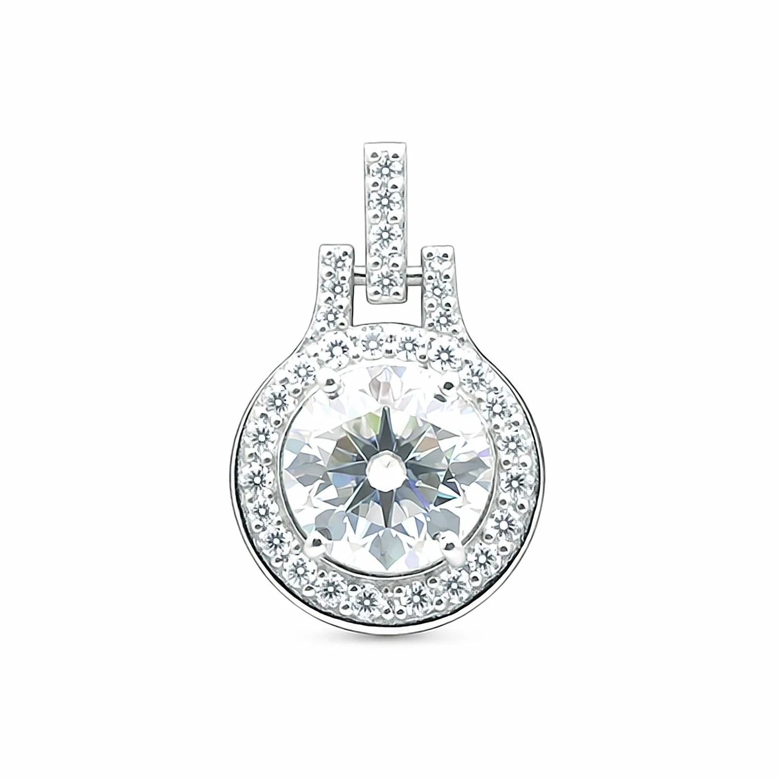 2.50 Ct Round Cut Moissanite Pendant — VS1 Clarity, 18k Gold Vermeil