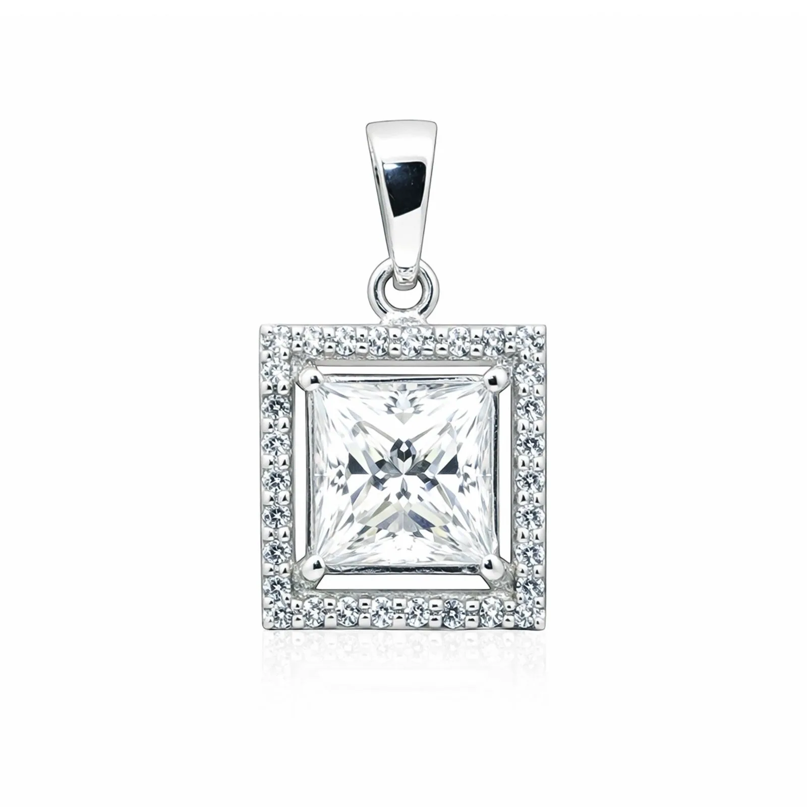 2 Ct Princess Cut Moissanite Pendant — VS1 Clarity, 18k Gold Vermeil