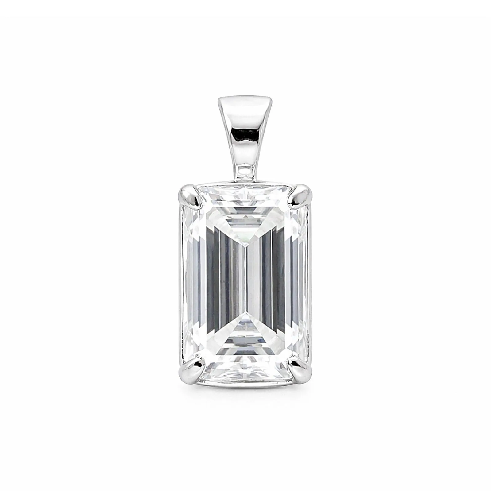 3.30 Ct Emerald Cut Moissanite Pendant — VS1 Clarity, 18k Gold Vermeil