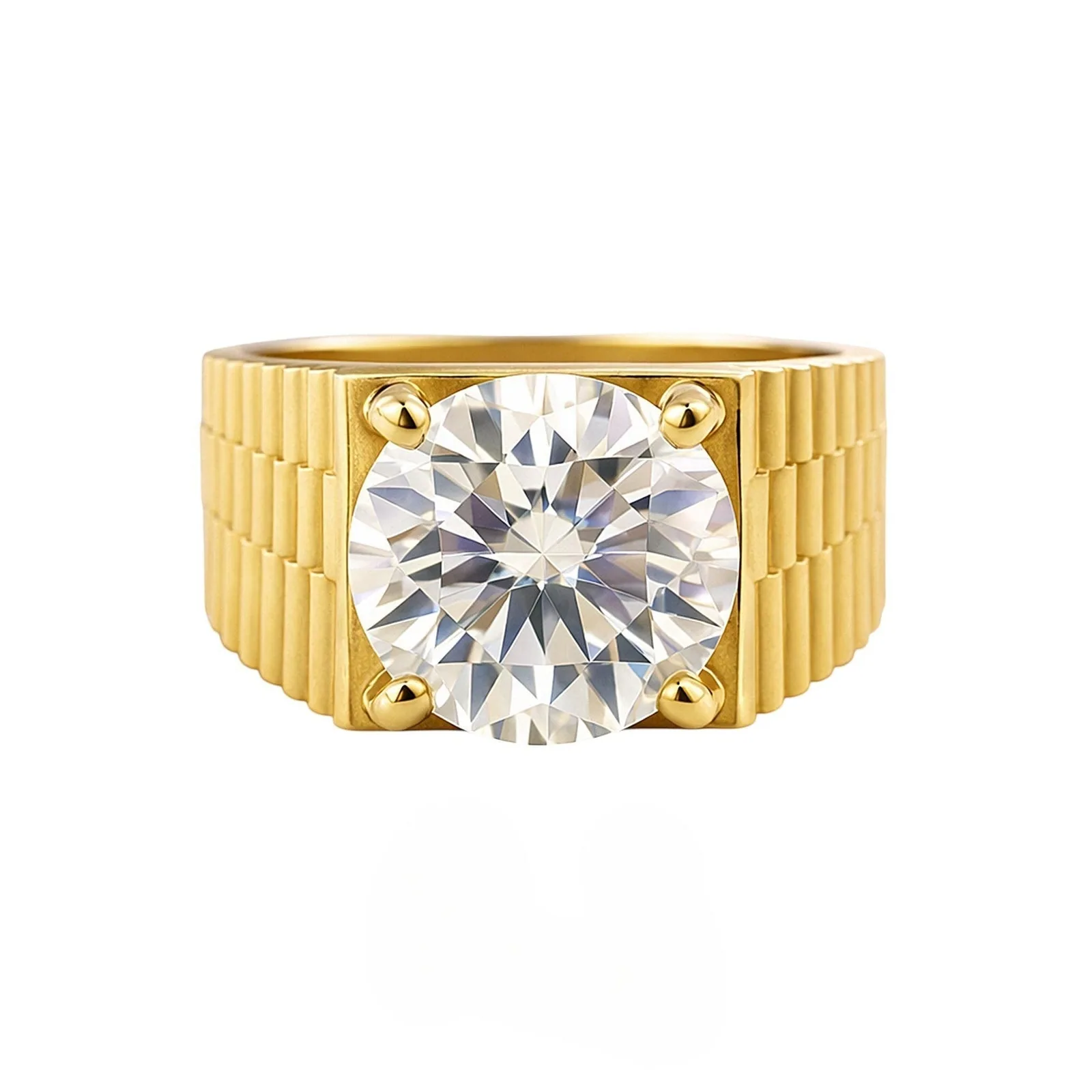 5.00 Ct Round Cut Moissanite Ring — VS1 Clarity, 18k Gold Vermeil