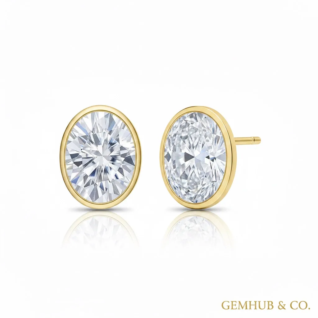 7 ct DEW Certified Round Cut White Moissanite Solitaire Studs In Vermeil 925 Silver