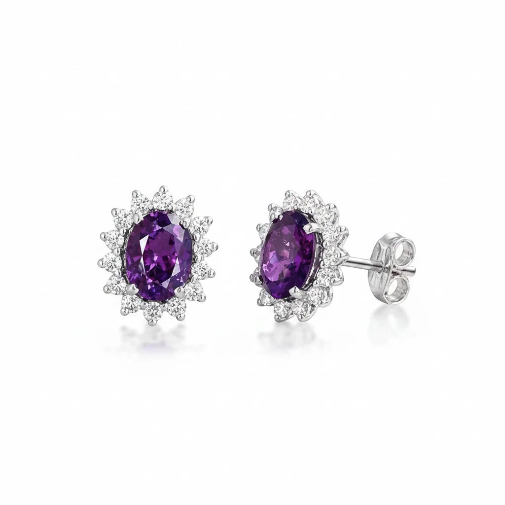 10 Carat Natural Amethyst Oval Dangle Earrings