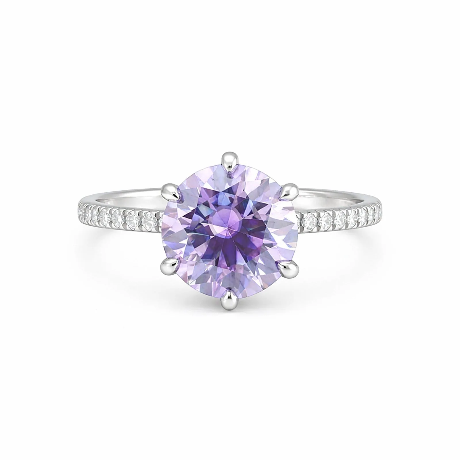 2.00 Ct Round Cut Blue Moissanite Ring — VS1 Clarity, 18k Gold Vermeil