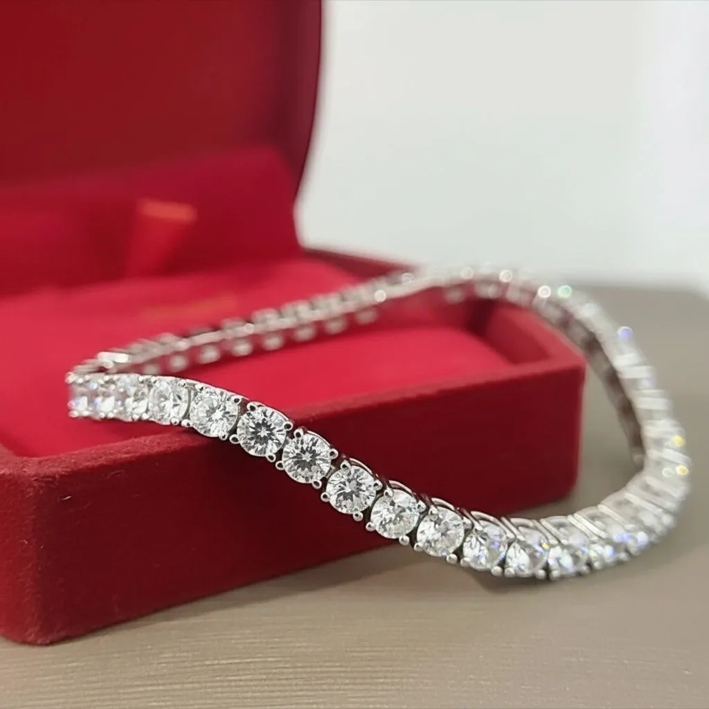 Luxurious Certified 6.50Ct Round Cut Natural Diamond Tennis Bracelet 14k Gold - view 2