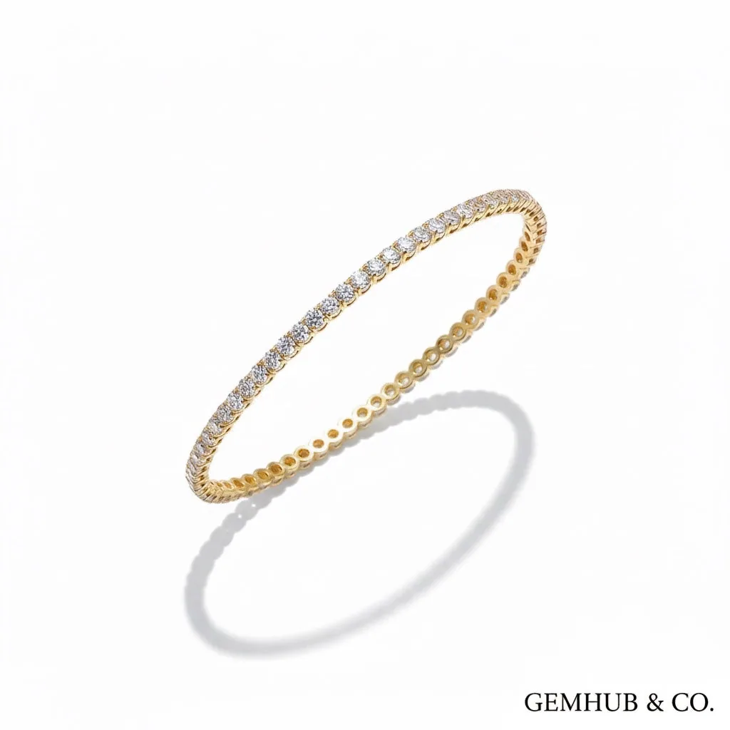 Certified GH/SI 3.80Ct Round Natural Diamond Tennis Bracelet 14Kt Yellow Gold - view 3