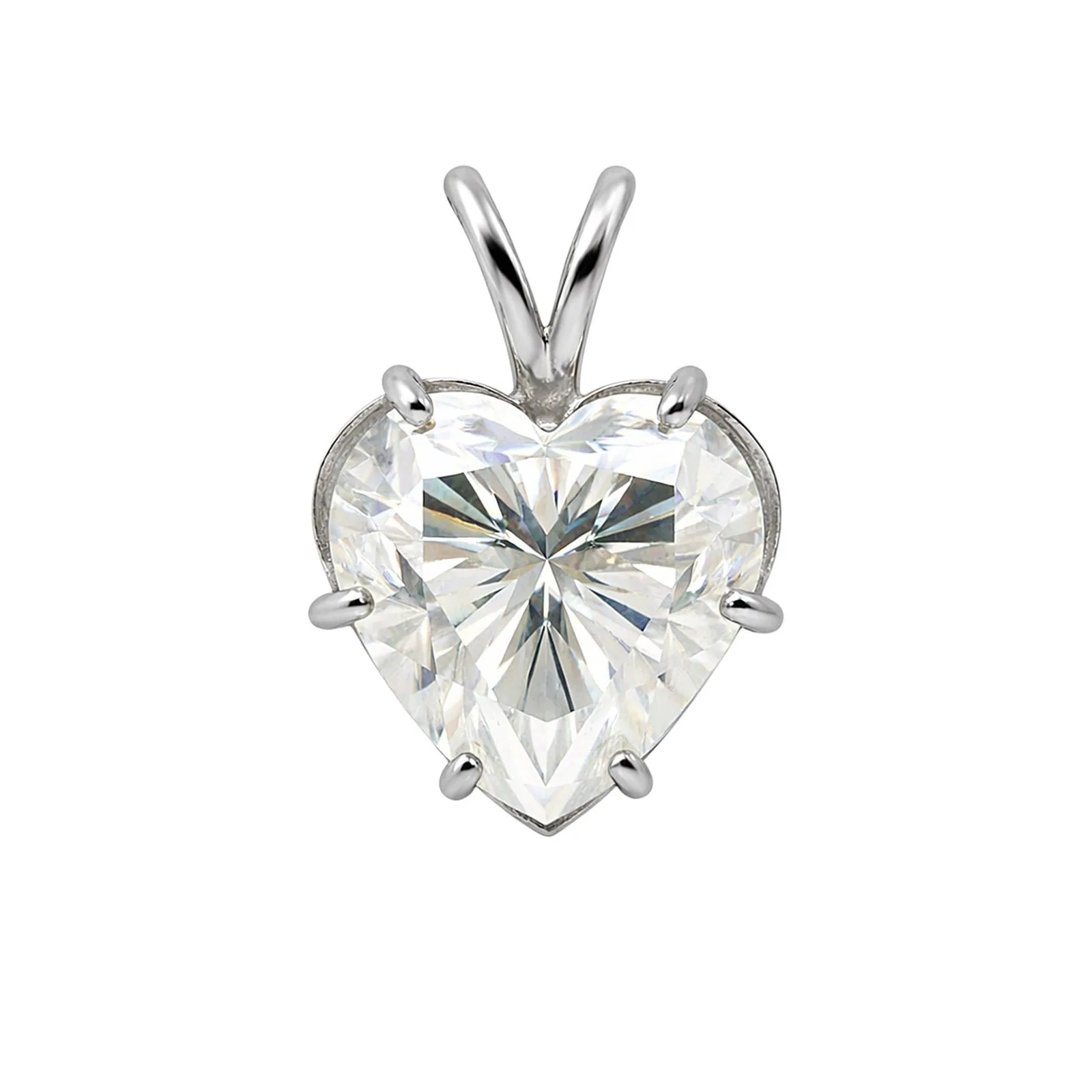 3.41 Ct Heart Cut Moissanite Pendant — VS1 Clarity, 18k Gold Vermeil