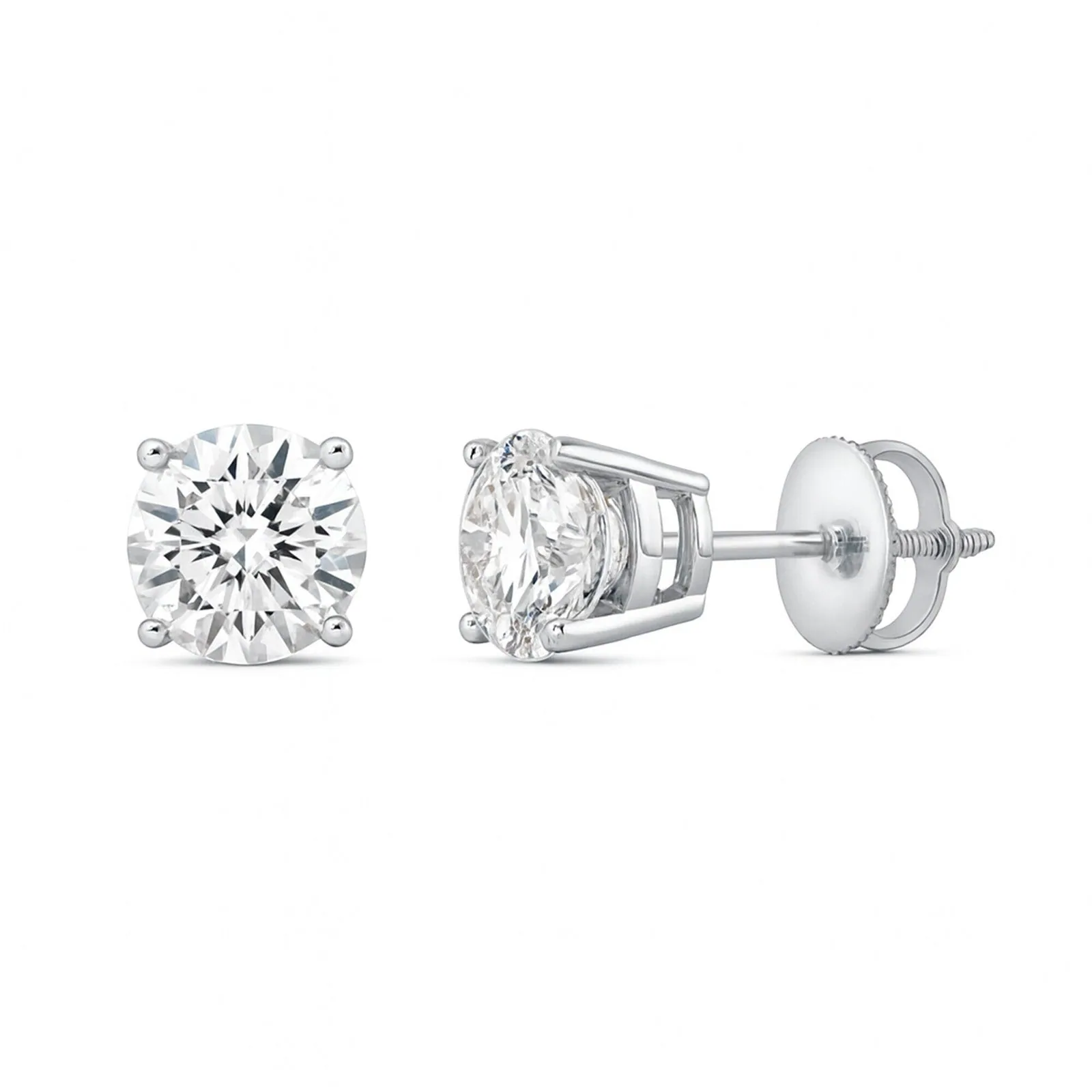IGI F/VS 3 Ct Round Lab Created Grown Diamond Earrings 950 Platinum Screw