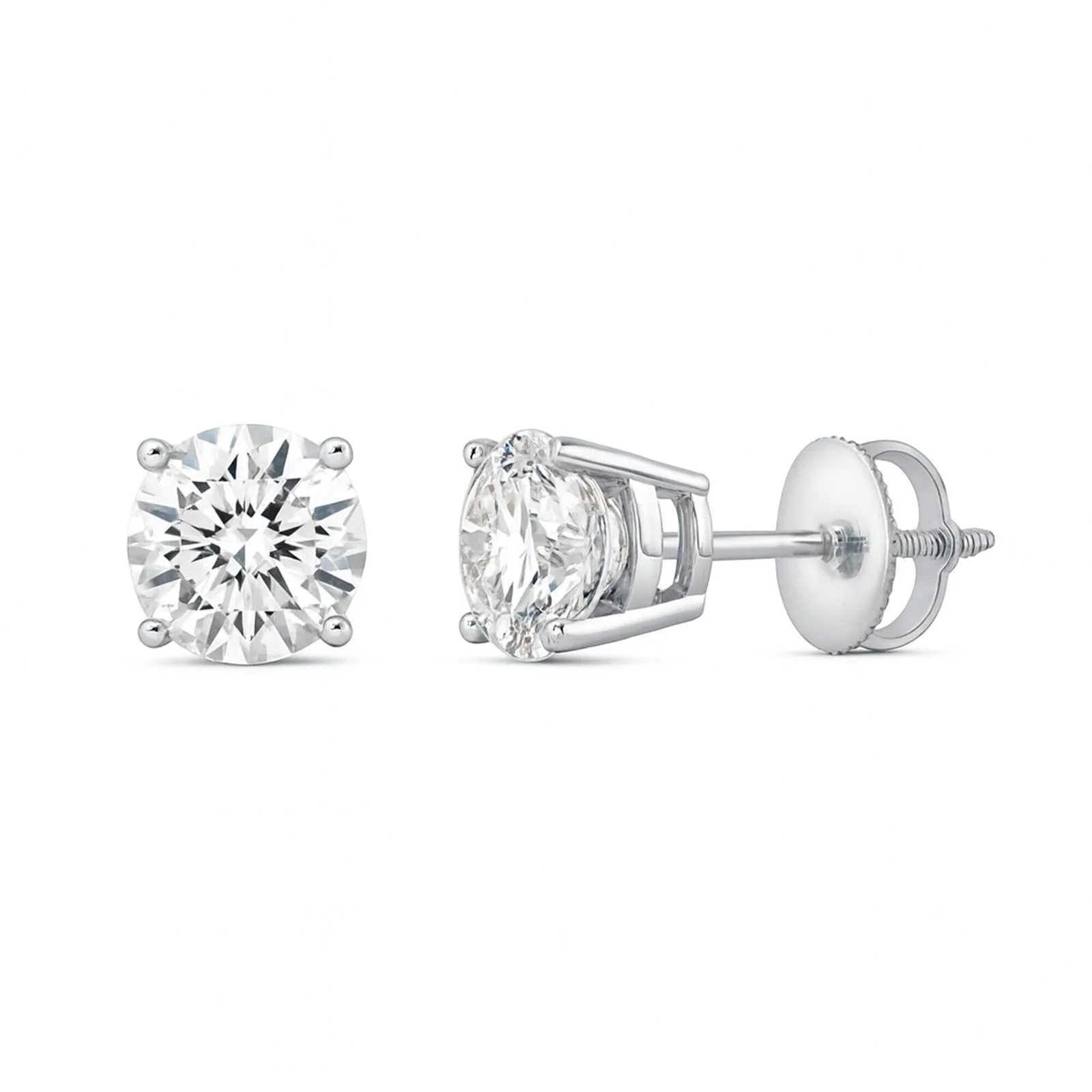 IGI F/VS Lab Created Grown Diamond Stud Earrings – 950 Platinum, Screw Back