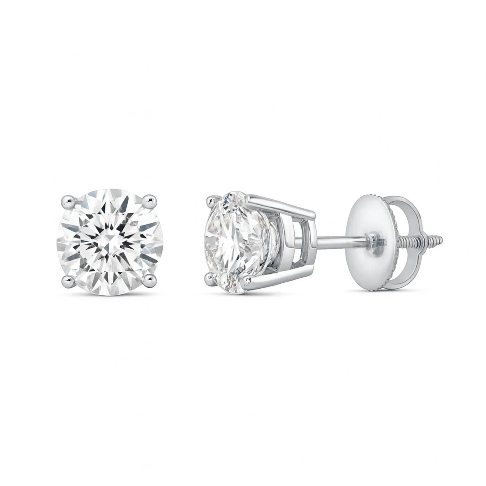 IGI F/VS 1 Ct Round Lab Created Grown Diamond Earrings 950 Platinum Screw