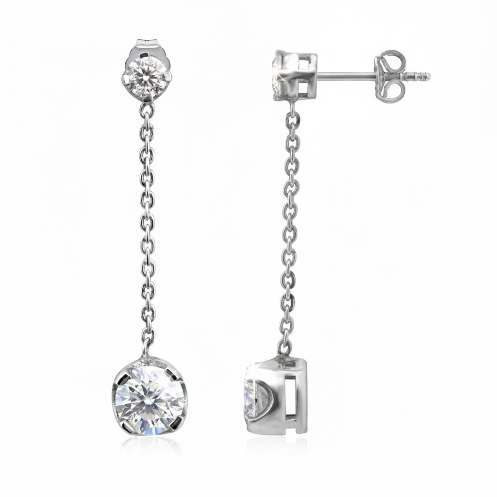7.30 ct DEW Moissanite Drop Dangle Earrings Gift for Women Wife Anniversary Birthday Wedding