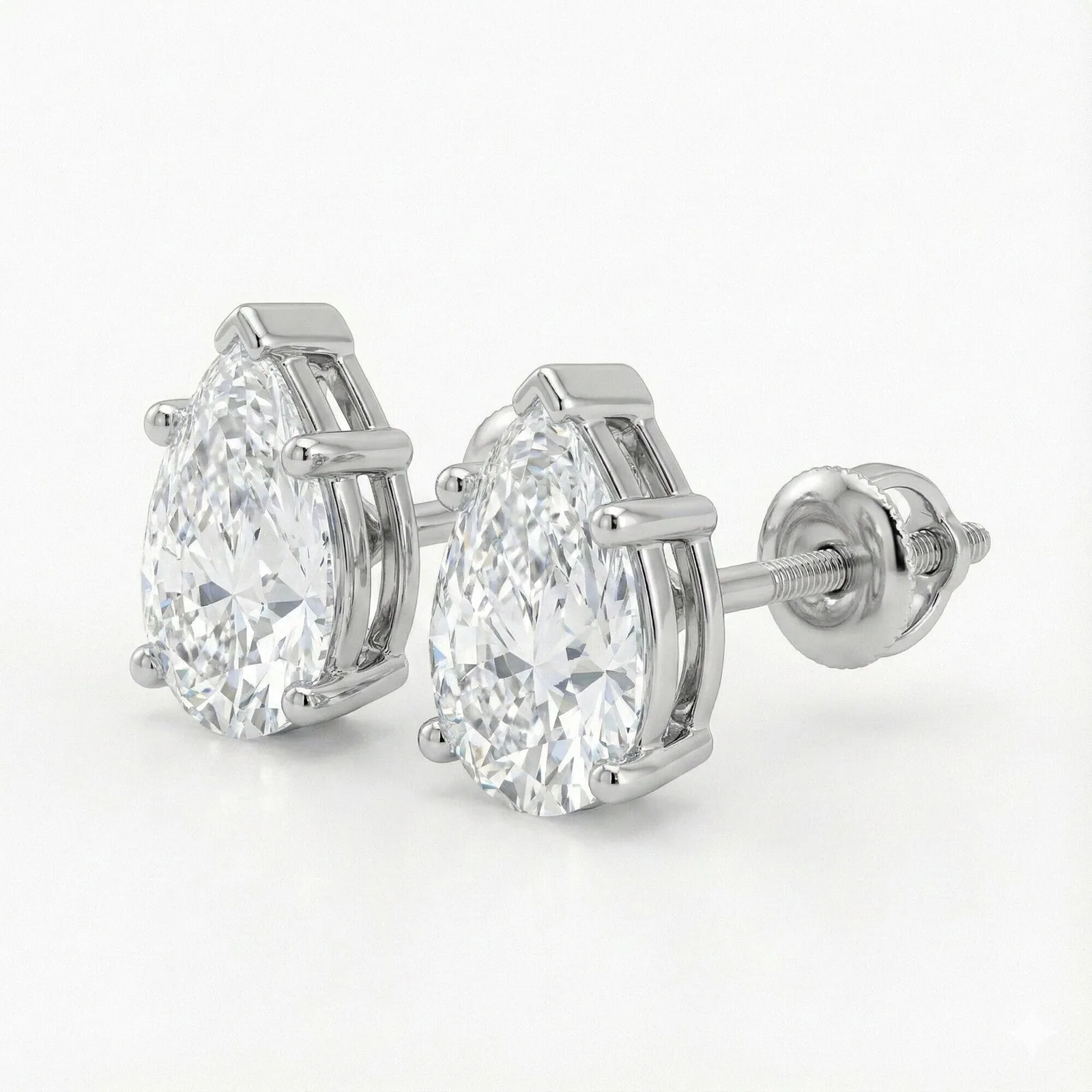 IGI F/VS 1 Ct Pear Lab Created Grown Diamond Earrings 14K White Gold Screw - view 5