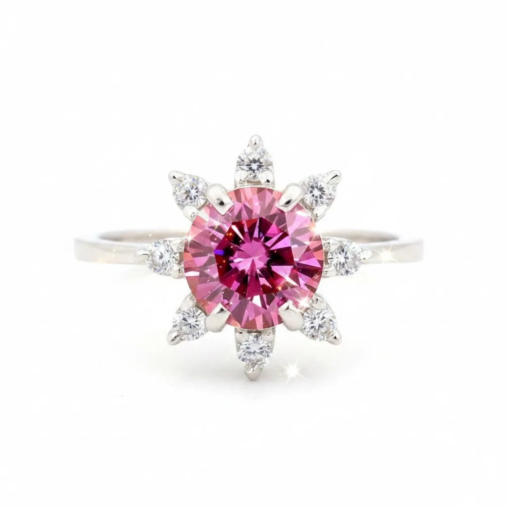 Certified 2.5ct VVS1 Pink Moissanite Solitaire Ring in 18K Gold Plated