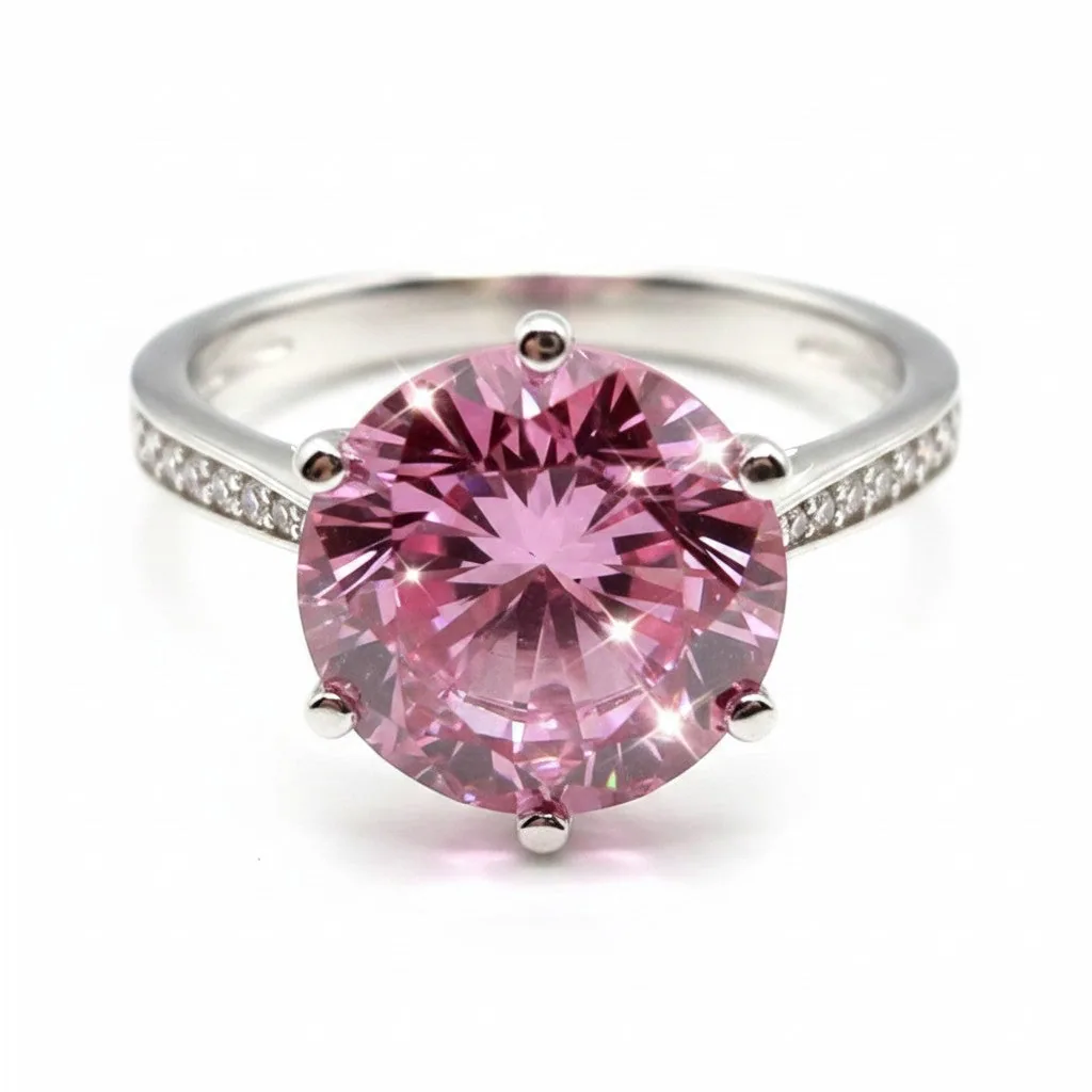 Certified 2.55ct VVS1 Pink Moissanite Ring For Wife in Solid 18K Gold Plated