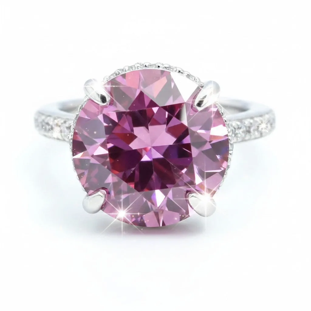 Certified 4ct VVS1 Pink Moissanite Ring For Anniversary Gift 18K Gold Plated