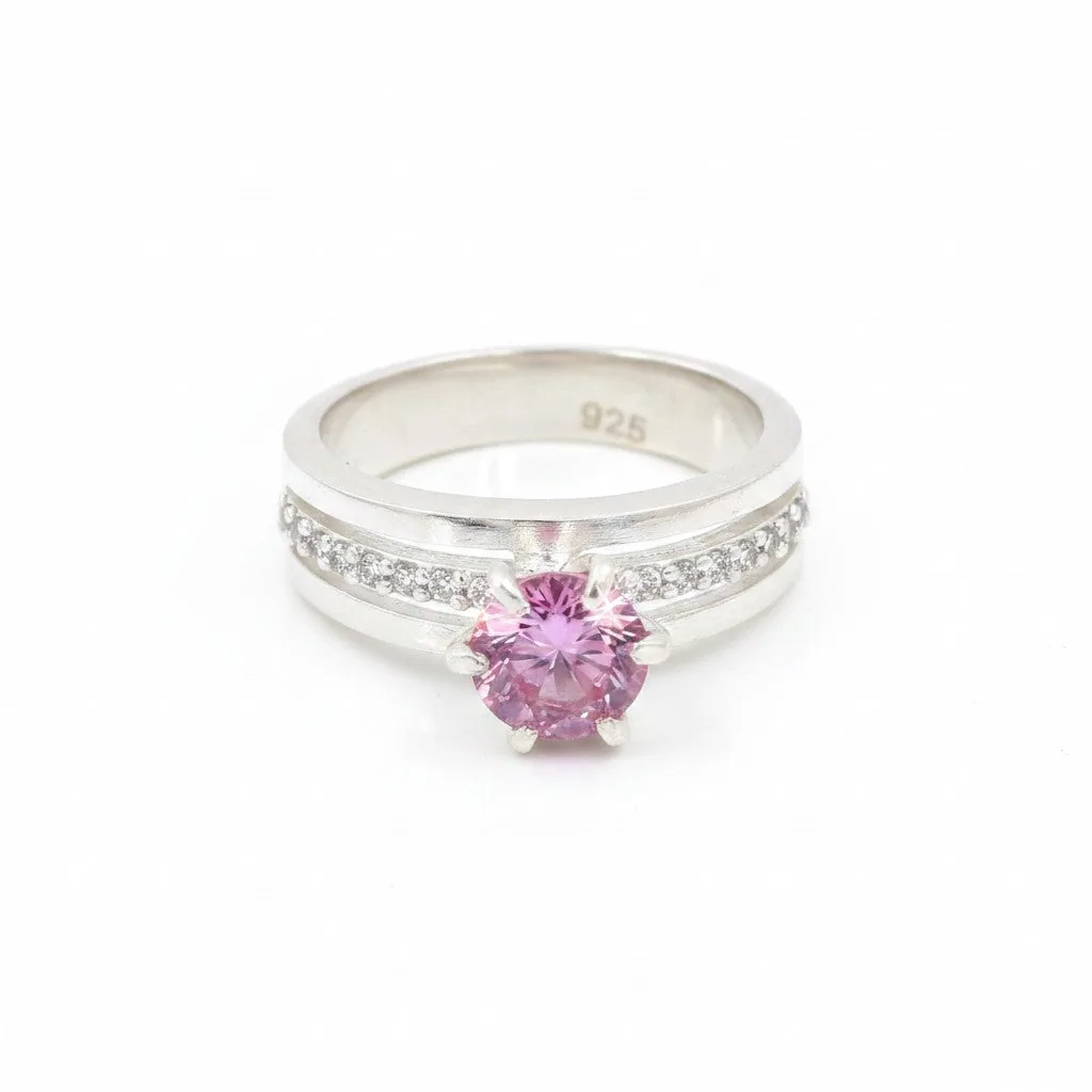 Certified 1.35ct VVS1 Round Pink Moissanite Ring in 18K Gold Plated