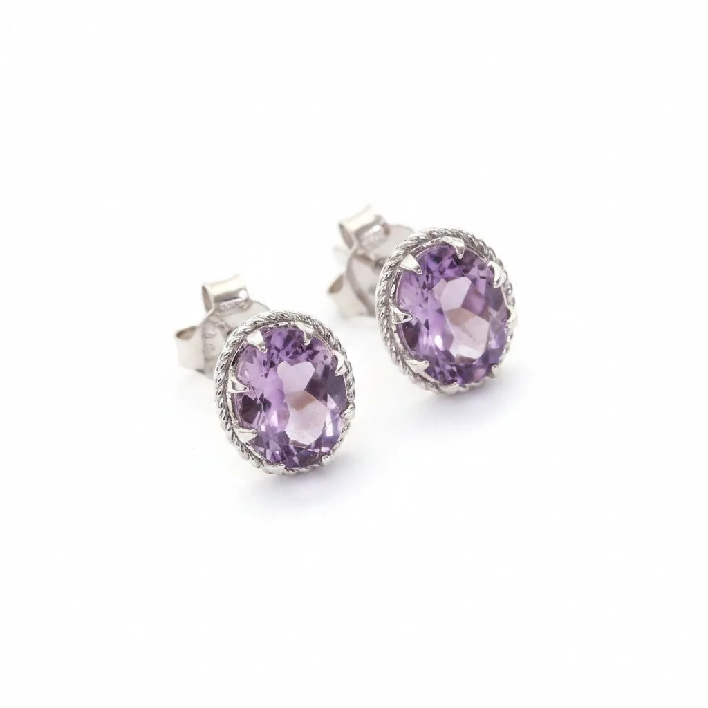10 Ct Natural Purple Moonstone Oval Cut Earrings — 925 Sterling Silver