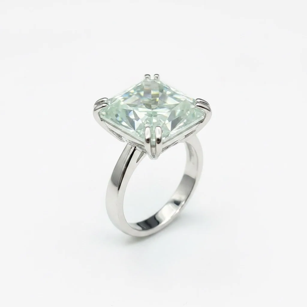 9.45 ct DEW Certified Radiant Cut Moissanite Solitaire Ring in Gold Vermeil