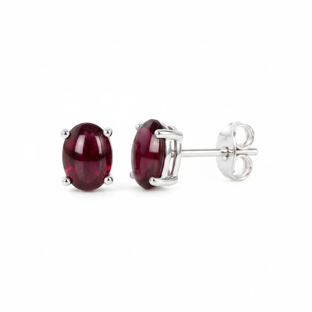 10 Ct Natural Garnet Oval Cut Statement Earrings