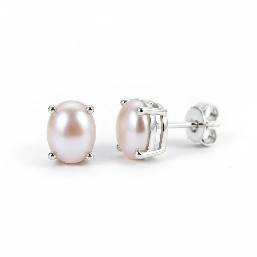 10 Ct Natural White Pearl Pear Cut Earrings — 925 Sterling Silver