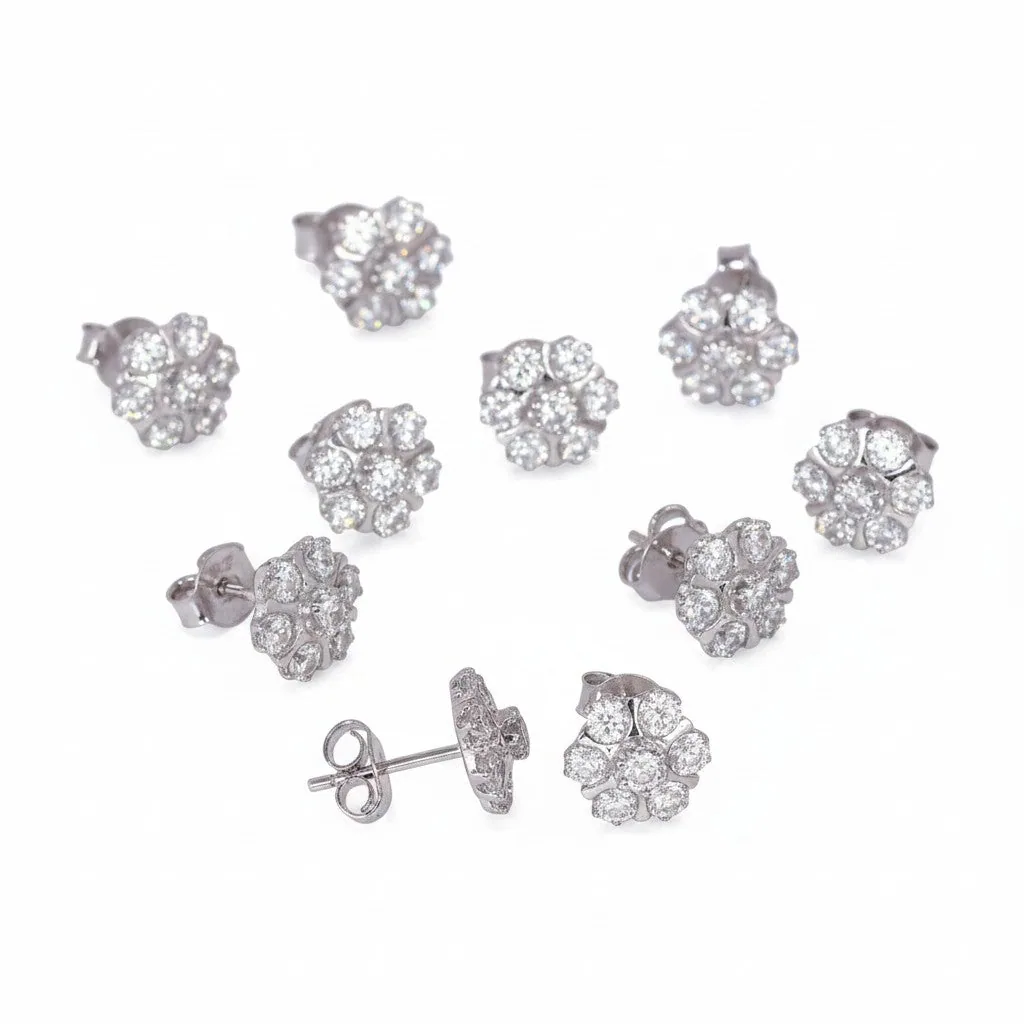 Natural White Topaz Earrings Set — Lot of 5 Pairs, 925 Sterling Silver