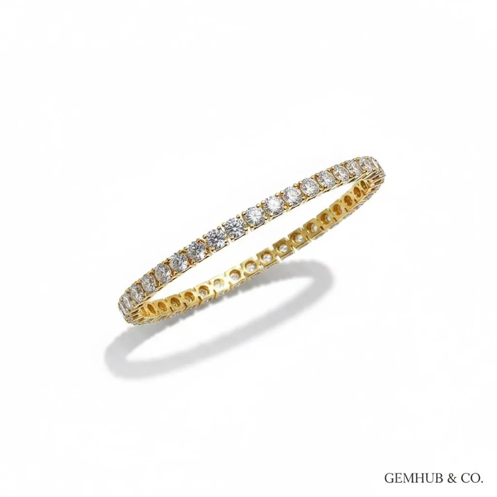 Timeless GH/VS 6Ct Natural Diamond Tennis Bracelet 14k Yellow Gold For Wedding