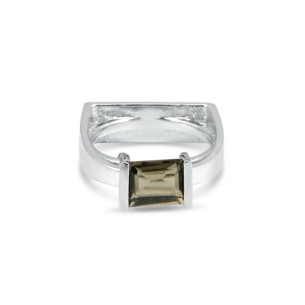 3.80 Ct. Topaz Emerald Solitaire Ring 925 Sterling Silver Birthday Fine Jewelry