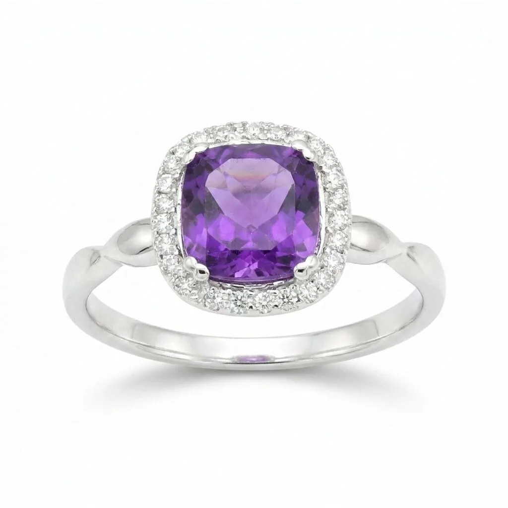 Amethyst Gemstone Ring 8.00 Ct. Cushion Cut 925 Sterling Silver Anniversary Gift