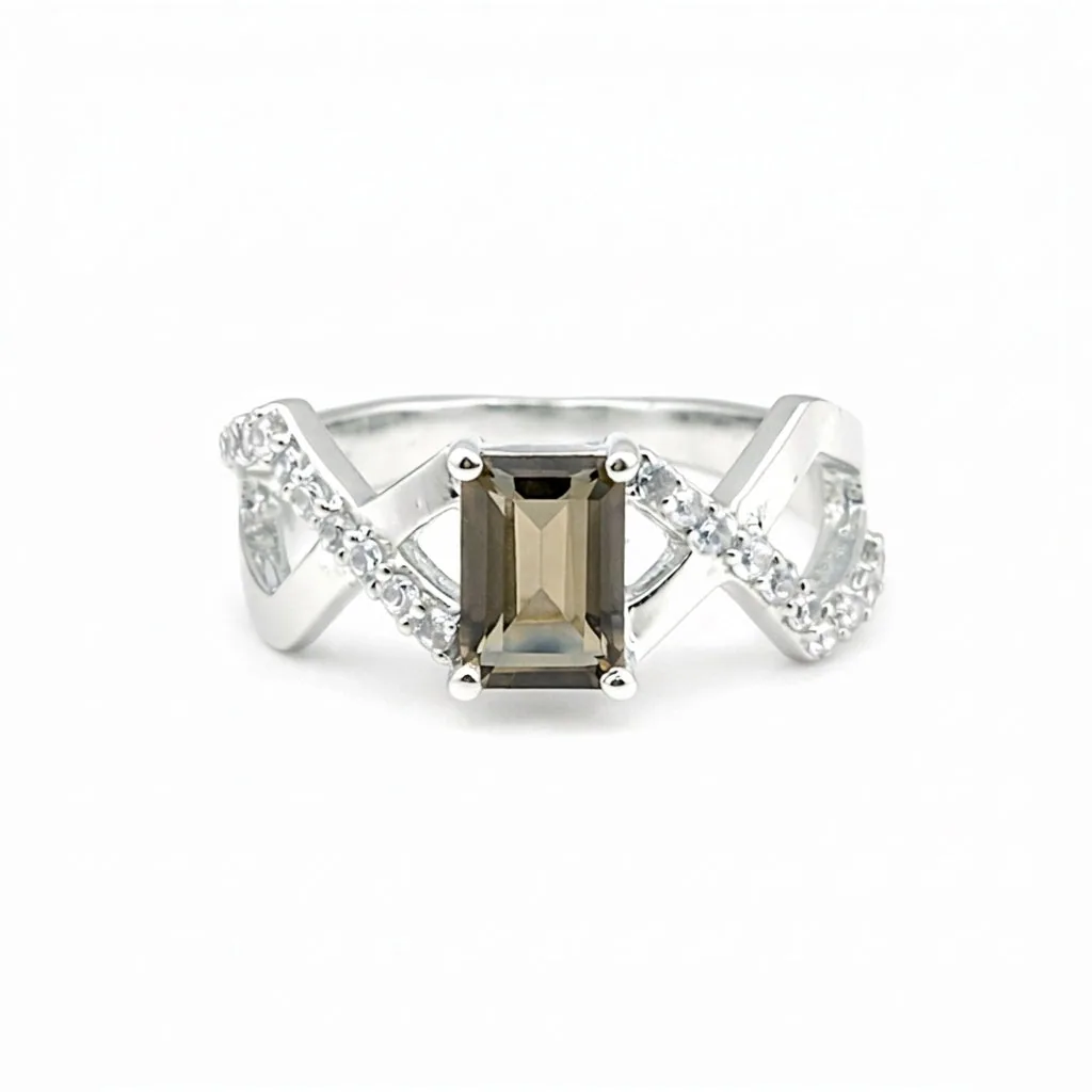 Topaz Gemstone Ring 7.00 Ct. Emerald Cut 925 Sterling Silver Birthday Gift Her