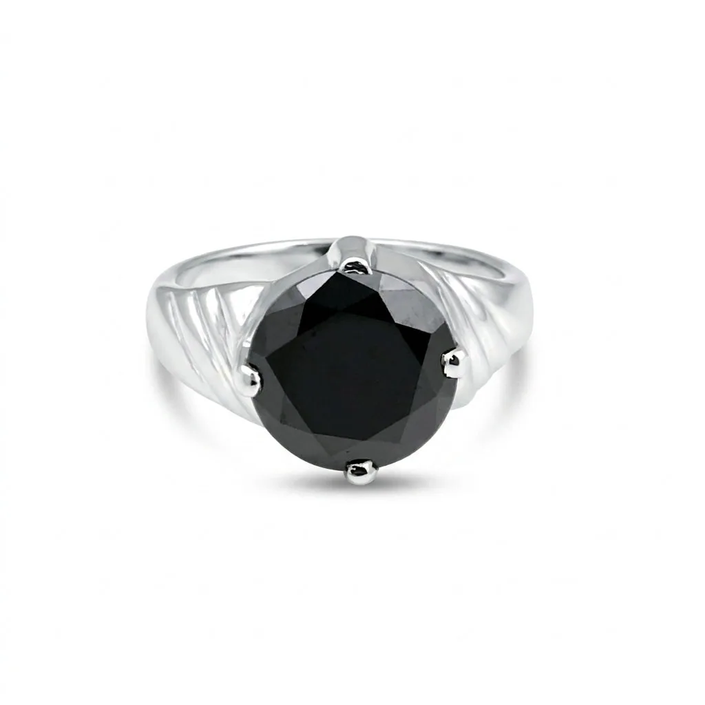 Black Moissanite Round Ring 7.50 Ct. 925 Sterling Silver Stackable Eternity Band