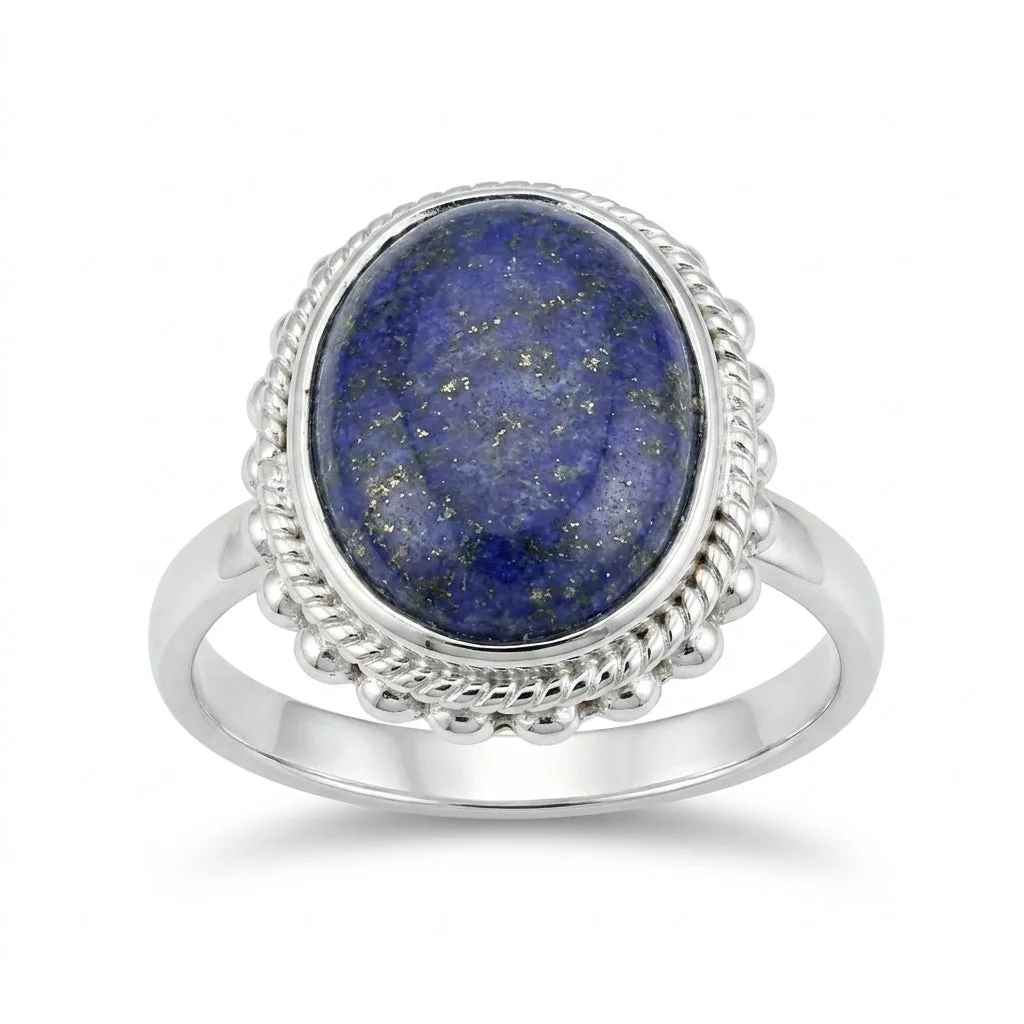 Lapis Oval Solitaire Ring 8.00 Ct. 925 Sterling Silver Wedding Fine Jewelry Gift