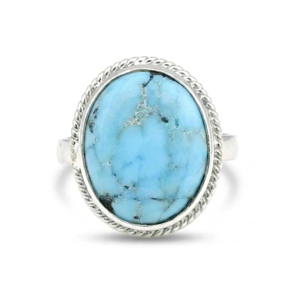 Turquoise Oval Cut Ring 3.00 Ct. 925 Sterling Silver Gift for Her Women
