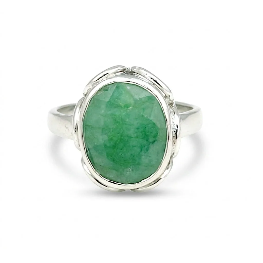 3.50 Ct. Green Emerald Ring Oval Cut 925 Sterling Silver Eternity Band Fine Gift