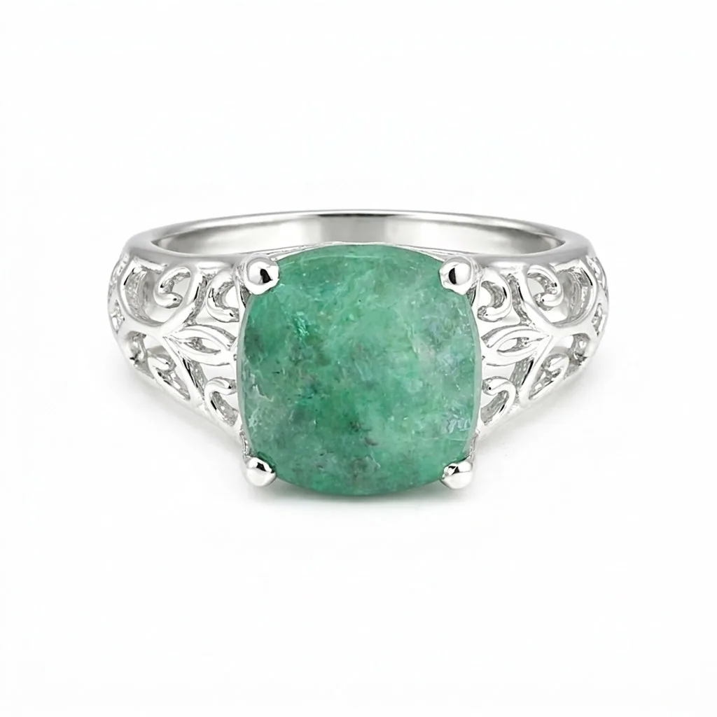 Emerald Cushion Solitaire Gemstone Ring 4.00 Ct. 925 Sterling Silver Women Gift
