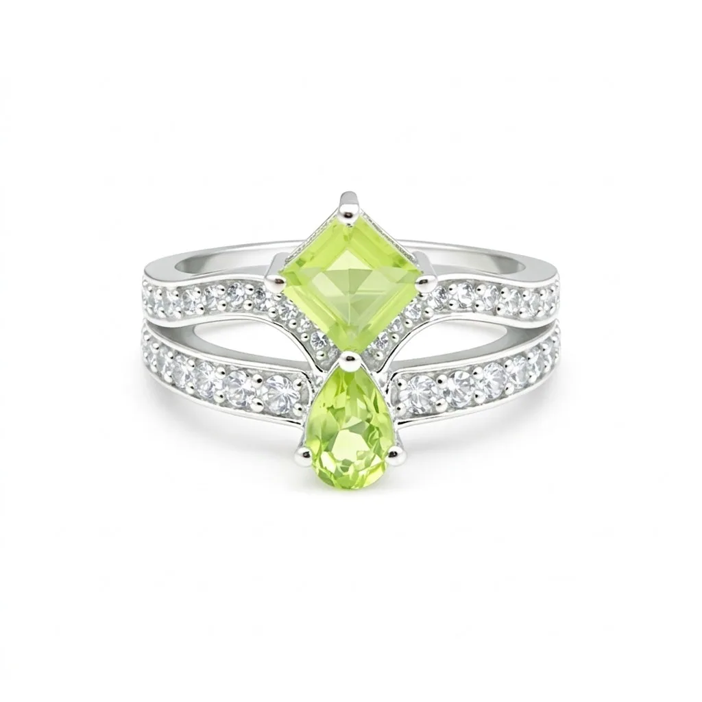 Green Amethyst Pear Cut Solitaire Ring 3.00 Ct. 925 Sterling Silver Gift for Her